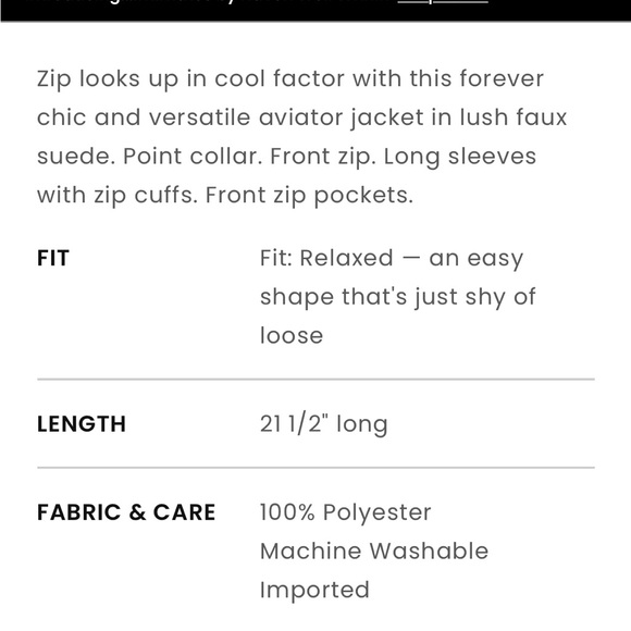 LOFT Black Faux Suede Aviator Jacket - Picture 4 of 7